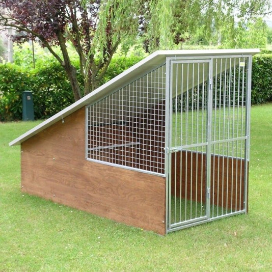 Box per cani in legno da esterno con tettoia e cuccia taglia media integrata mod: Labrador