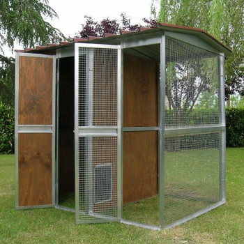 Box per gatti da esterno in legno con gabbia