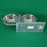 Swivel double dog bowl in stainless steel for kennel
