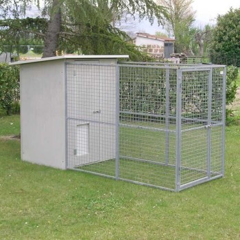 Outdoor dog kennel and run with large dog house insulated mod. modular